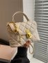 Mini Quilted Square Bag Beige Flap Chain Strap For Daily
