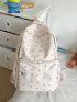 Ditsy Floral Pattern Classic Backpack Pocket Front Adjustable Strap For School