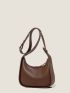 Medium Hobo Bag Brown Minimalist Top Handle For Work