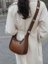 Medium Hobo Bag Brown Minimalist Top Handle For Work