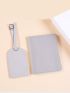 Gray Minimalist Passport Case With Luggage Tag