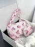 Butterfly Pattern Hobo Bag Baby Pink Fashionable Top Handle With Coin Purse