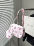 Butterfly Pattern Hobo Bag Baby Pink Fashionable Top Handle With Coin Purse