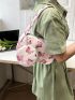 Butterfly Pattern Hobo Bag Baby Pink Fashionable Top Handle With Coin Purse