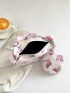 Butterfly Pattern Hobo Bag Baby Pink Fashionable Top Handle With Coin Purse