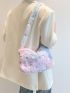 Tie Dye Hobo Bag Star Decor Fluffy