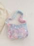 Tie Dye Hobo Bag Star Decor Fluffy