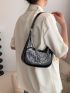 Small Hobo Bag Crocodile Embossed Chain Decor