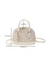 Flower Embroidered Straw Bag Small Double Handle