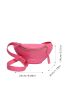 Zip Front Fanny Pack PU Pink Letter Graphic