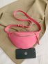 Zip Front Fanny Pack PU Pink Letter Graphic