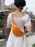 Zip Front Fanny Pack PU Orange