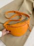 Zip Front Fanny Pack PU Orange