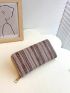 Striped Pattern Long Wallet Zipper Around