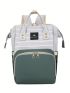 Striped Pattern Classic Backpack Letter Label Detail Multi-function With Zipper