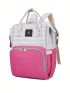 Striped Pattern Classic Backpack Letter Label Detail Multi-function With Zipper