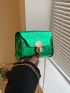 Mini Square Bag Crocodile Embossed Twist Lock Metallic PU Funky