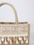 Pom Pom & Tassel Decor Shopper Bag Vacation