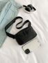 Mini Square Bag Black Minimalist Adjustable Strap For Daily