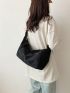 Black Hobo Bag Minimalist Large Capacity For Daily