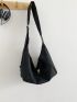 Black Hobo Bag Minimalist Large Capacity For Daily