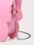 PU Novelty Bag Butterfly Design Pink Top-Handle Mini