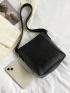 Mini Litchi Embossed Bucket Bag Black Fashionable Adjustable Strap For Work