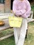 Yellow Square Bag With Inner Pouch Fashionable Litchi Embossed PU