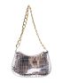 Crocodile Embossed Hobo Bag Funky Metallic Chain Zipper PU