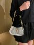 Crocodile Embossed Hobo Bag Funky Metallic Chain Zipper PU