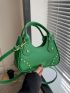 Green Shoulder Bag Fashionable Studded Decor PU