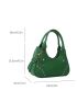 Green Shoulder Bag Fashionable Studded Decor PU