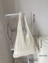 Beige Crochet Bag Vacation Hollow Out Polyester