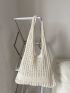 Beige Crochet Bag Vacation Hollow Out Polyester