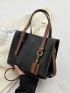 Litchi Embossed Square Bag Elegant Double Handle PU