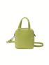 Mini Square Bag Minimalist Green Double Handle PU