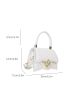 Mini Square Bag Metal Decor Scallop Detail Top Handle For Daily