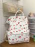 Cherry Pattern Classic Backpack Casual Studded Decor