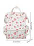 Cherry Pattern Classic Backpack Casual Studded Decor