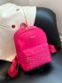 Medium Fashion Backpack Neon Pink Metal & Studded Decor