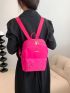 Medium Fashion Backpack Neon Pink Metal & Studded Decor