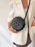 Stitch Detail Circle Bag Black Cute