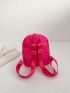 Small Classic Backpack Quilted Pattern Studded Decor Neon Pink Funky