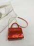 Mini Square Bag Crocodile Embossed Top Handle Chain Strap