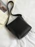 Mini Litchi Embossed Bucket Bag Black Fashionable Adjustable Strap For Work