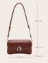 Small Square Bag Brown Metal Decor Flap For Daily