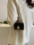 Mini Crocodile Embossed Square Bag Black Metal Decor Chain Strap For Daily