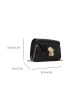 Mini Crocodile Embossed Square Bag Black Metal Decor Chain Strap For Daily