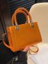 Mini Square Bag Orange Double Handle