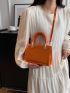 Mini Square Bag Orange Double Handle